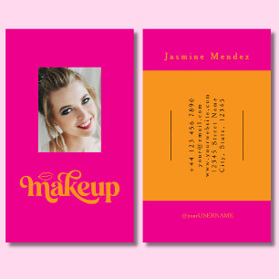 Heiße Pink-Orange Retro-Foto-Makeup-Artist Visitenkarte