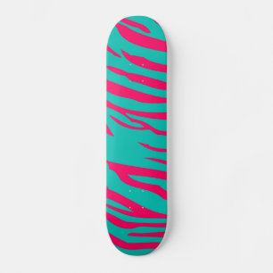 Heiße Pink Teal Zebra Druck Tier Comp Skateboard