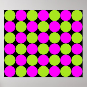 Heiße Pink- und Lime-Green-Polka-Punkte Poster