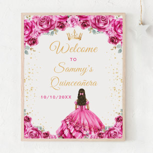 Heiße Pinke Prinzessin Quinceañera Willkommen Poster