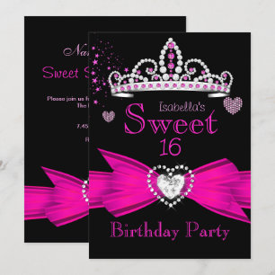 Heiße Pinke Sweet 16 Geburtstags-Diamantentiaras 2 Einladung