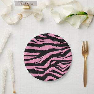 Heiße Pinke Zebradruck Pappteller