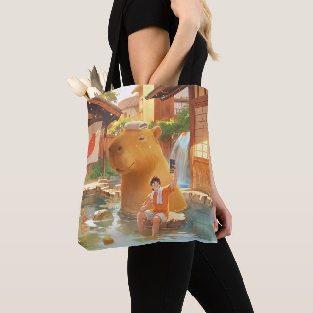 Heiße Quelle Moment: Riesige Capybara-Selfie-Kunst (Von Nahem)
