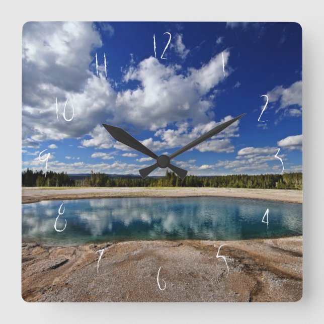Heiße Quelle Quadratische Wanduhr (Vorderseite)