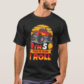 Heiße Räder Geburtstag ich bin 5 So Roll Monst T-Shirt