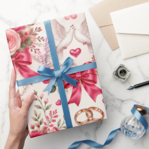 Heiße rosa Blush-Blumen-Hochzeitsgeschenkverpackun Geschenkpapier