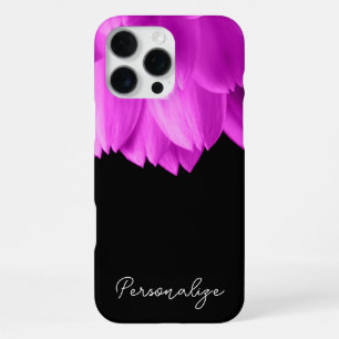 Heiße rosa Blütenblätter schwarzer benutzerdefinie iPhone 16 Pro Max Hülle