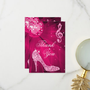 Heiße rosa Disco-Kugel-Sparkling-Absatz-Dankeschön Dankeskarte