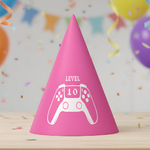 Heiße rosa Gaming-Girl-Geburtstagsfeier Partyhütchen