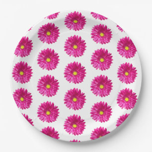 Heiße rosa Gänseblümchen-Blumen-Papierteller Pappteller