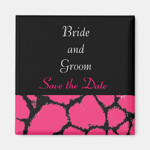 Heiße rosa Giraffe Save-the-Date Magnet