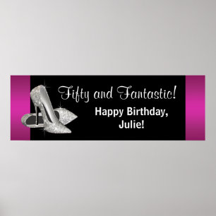 Heiße rosa Glitter High Heels Geburtstagsfeier Ban Poster
