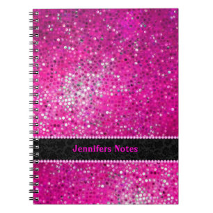 Heiße rosa Glitter mit schwarzen Akzenten Notizblock