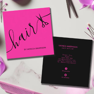 Heiße Rosa Haar-Schrift-Stylist-Schere Quadratische Visitenkarte