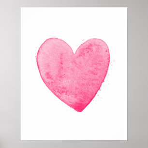 Heiße rosa Herz-Kunstprint Poster