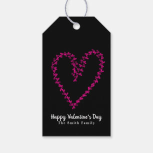Heiße rosa Herzen schwebende Valentinstag Schwarz Geschenkanhänger