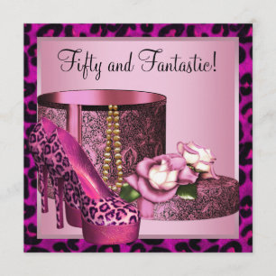 Heiße rosa Leopard 50. Geburtstagsfeier Einladung