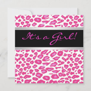 Heiße rosa Leopard Mädchen Baby Shower Einladungen
