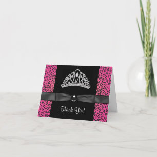 Heiße Rosa Leopard Prinzessin Dankeskarten Dankeskarte