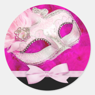 Heiße Rosa-Maskenball-Party-Aufkleber Runder Aufkleber