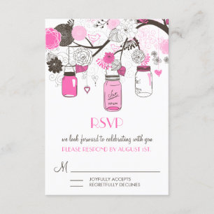 Heiße rosa Mason-Gläser Hochzeit-RSVP-Karte Einladung