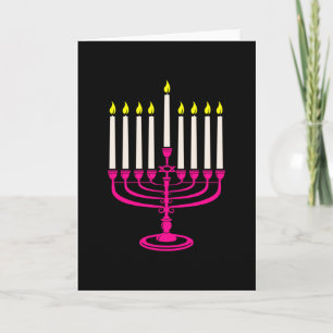heiße rosa Menora Hanukkah Purim Einladung