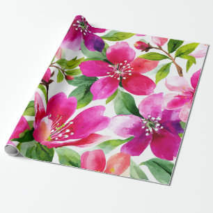 Heiße Rosa Orchidee Magenta Vintage Floral Botanis Geschenkpapier