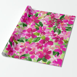 Heiße Rosa Orchidee Magenta Vintage Floral Botanis Geschenkpapier