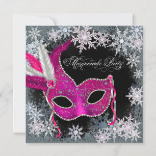 Heiße rosa Schneeflocke-Maskenball-Einladungen Einladung