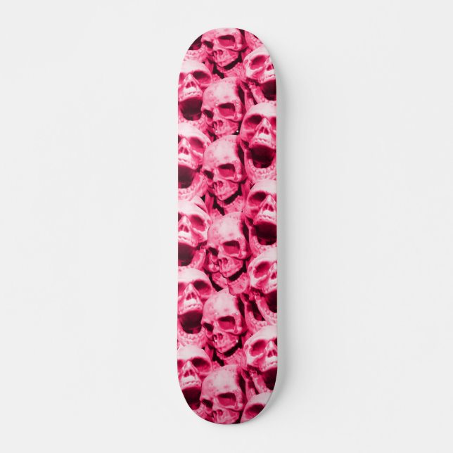Heiße Rosa Skullen Skateboard (Vorne)