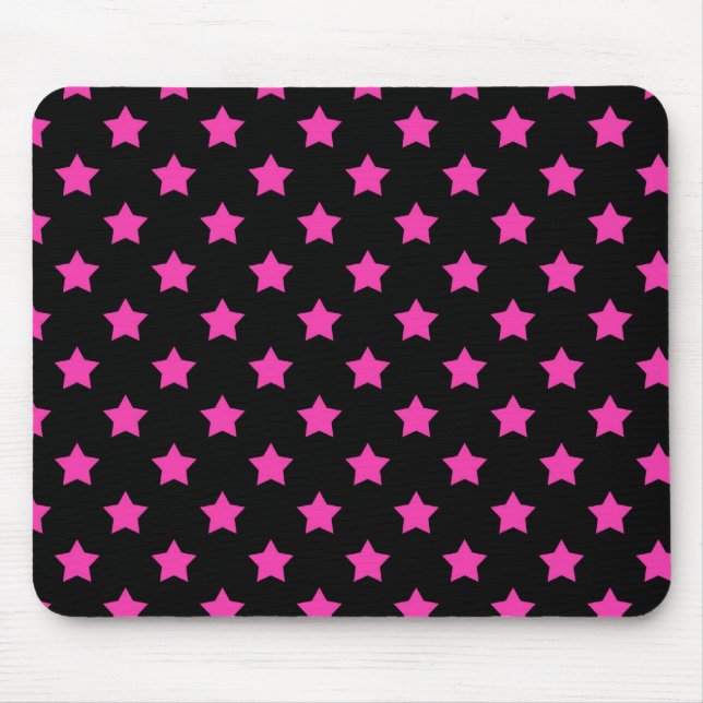 Heiße rosa Sterne auf schwarzem Hintergrund Mousepad (Vorne)