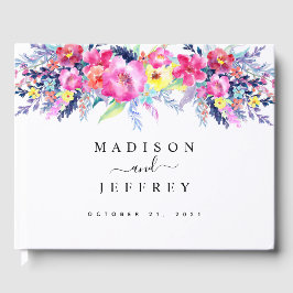 Heiße Rosa- und Gelbfrühlingsblütenhochzeit Gästebuch