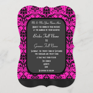 Heiße rosa und schwarze Damast Einladung