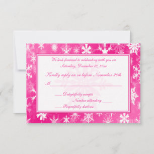 Heiße rosa und weiße Schneeflocken Antwortkarte RSVP Karte