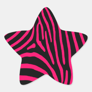 Heiße Rosa Zebrastreifen Stern-Aufkleber