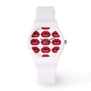 Heiße rote Lippenschönheit Armbanduhr