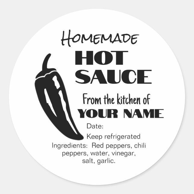 Heiße Sauce Black Chile Pepper Personalisiert Runder Aufkleber (Vorderseite)