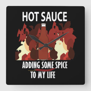 Heiße Sauce Ketchup Feuer Rote Chili Paprika Quadratische Wanduhr