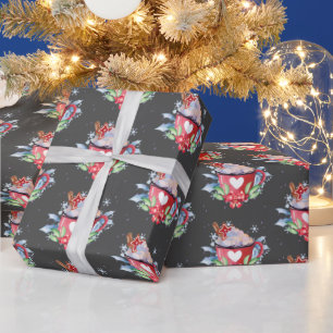 Heiße Schokolade auf Grau Geschenkpapier