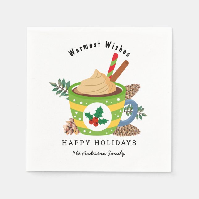 Heiße Schokolade Cup Grün Serviette (Vorderseite)