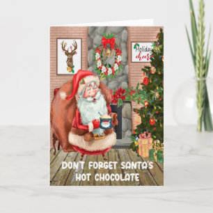 Heiße Schokolade für die Weihnachtskarte verlassen Feiertagskarte