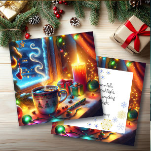 Heiße Schokolade in einem Weihnachtsfenster Person