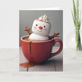 Heiße Schokolade Snowman Feiertagskarte