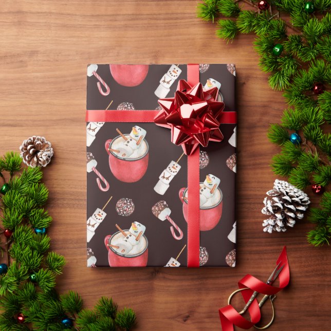 Heiße Schokolade Snowman Peppermint Geschenkpapier (Feiertagsgeschenk)