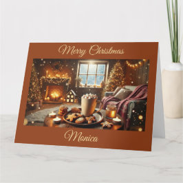 Heiße Schokolade und Kekse am Weihnachtsfeiertag Karte