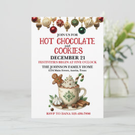 Heiße Schokolade und Kekse Weihnachtsgebäck Party Einladung