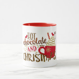 Heiße Schokolade und Weihnachts-Glitter-Funkeln Tasse