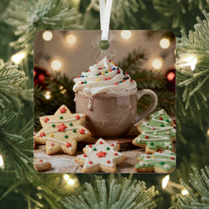 Heiße Schokolade und Zuckerplätzchen Weihnachten Ornament Aus Metall
