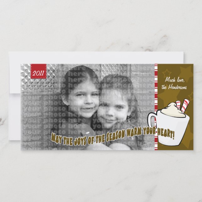 Heiße Schokolade Weihnachtsfotokarte Feiertagskarte (Vorderseite)
