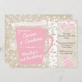 Heiße Schokolade Winter Geburtstagsparty für Mädch Einladung